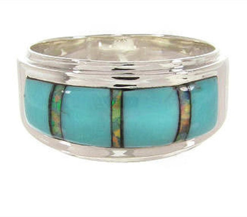 Turquoise Opal Southwestern Silver Ring Size 6-3/4 PS58357